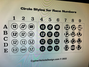 Race Numbers - Cypher Circle Style